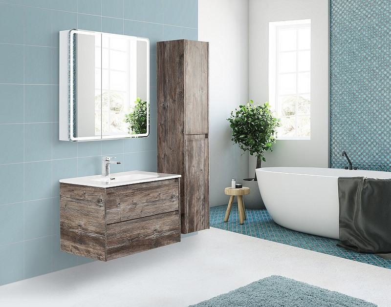 Зеркальный шкаф BelBagno Marino 80 SPC-MAR-800/800-2A-LED-TCH с подсветкой