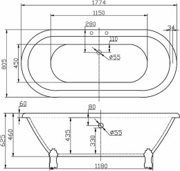 Акриловая ванна BelBagno 177х80 BB21