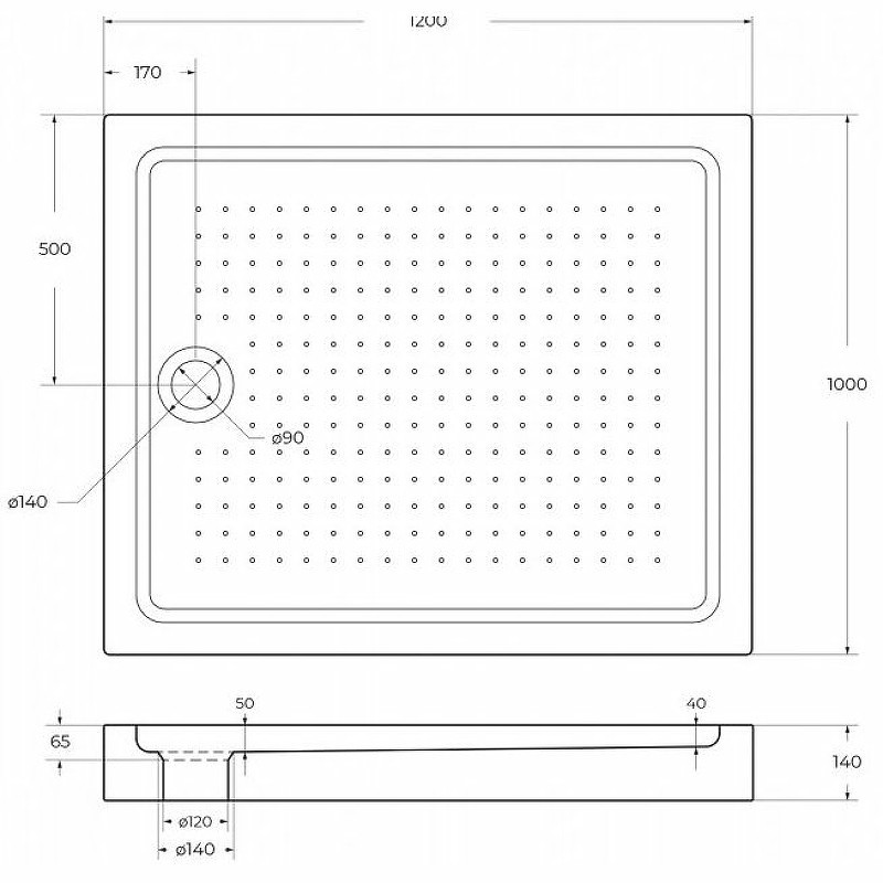 Акриловый поддон для душа BelBagno Tray 120x100 TRAY-BB-AH-120/100-15-W