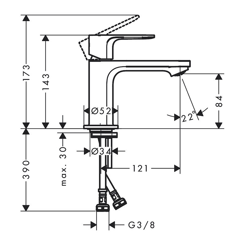 Смеситель для раковины Hansgrohe Rebris E 72554670