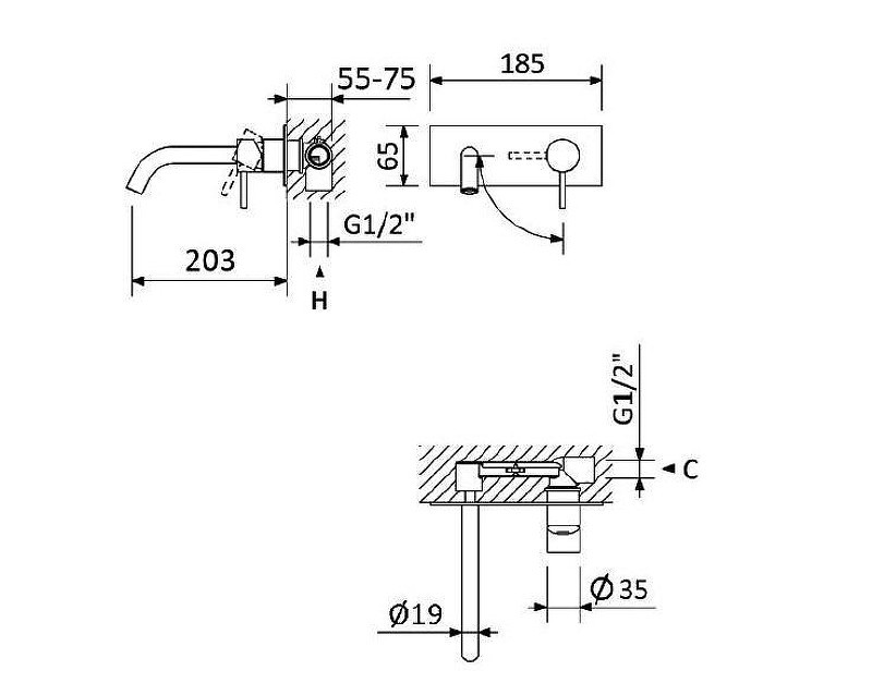 Смеситель для раковины Cezares Leaf LEAF-BLI1-20-L-MM