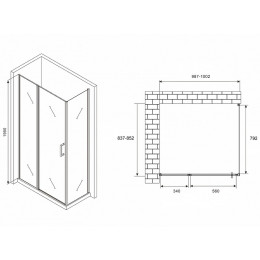 Душевой уголок Abber Sonnenstrand 100х85 AG04100MS-S85M профиль Хром стекло матовое