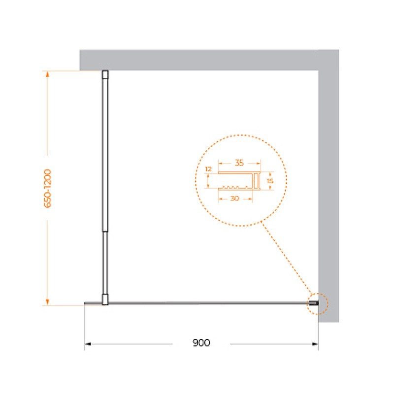 Душевая перегородка BelBagno Kraft 90 KRAFT-L-1-90-C-Cr