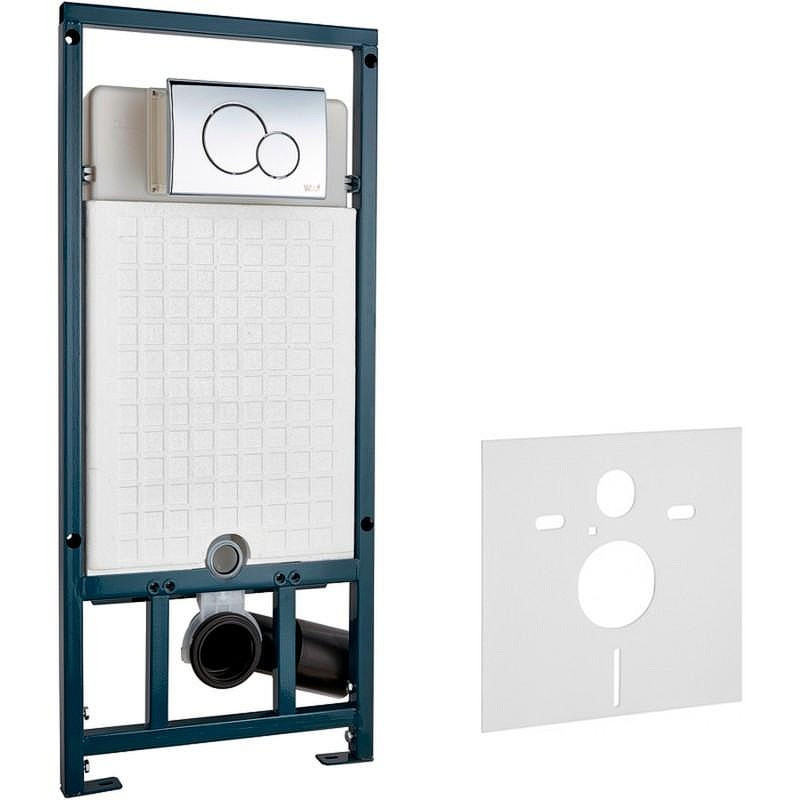 Комплект унитаза Ceramicanova Union CN4009T с сиденьем Микролифт и инсталляцией WeltWasser WW Marberg 507 10000005949+10000005952 с клавишей смыва Хром глянцевый