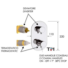 Смеситель для душа Remer Minimal Thermo NT93KB с термостатом