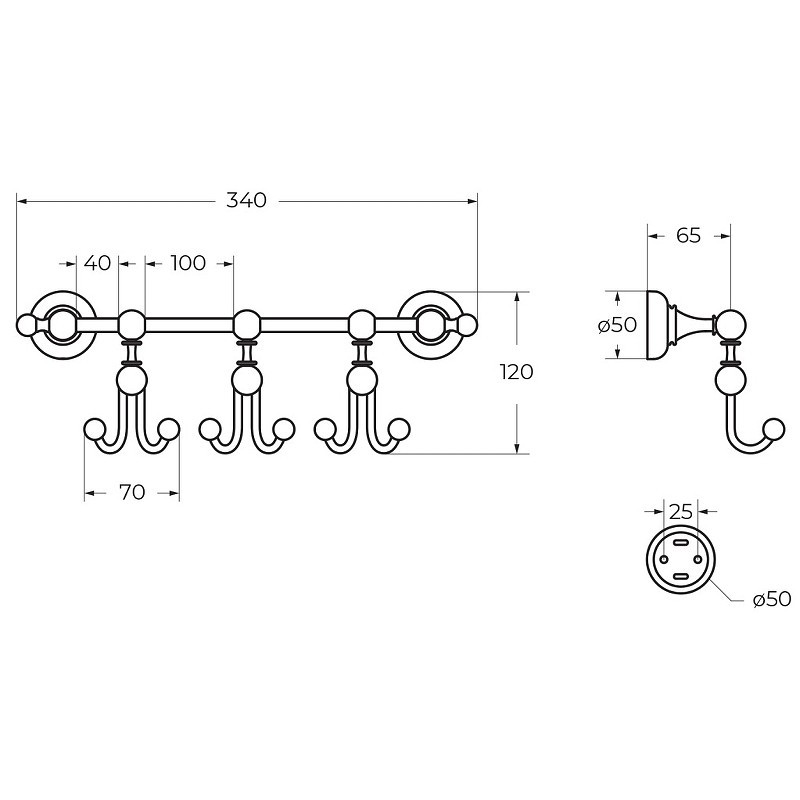 Вешалка для полотенец Cezares Aphrodite APHRODITE-THK-02-M