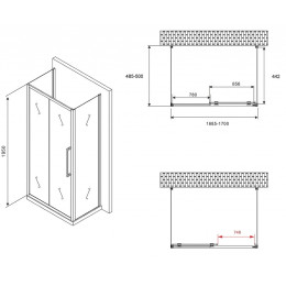 Душевой уголок Abber Schwarzer Diamant 170x60 AG30170MH-S60M-S60M профиль Хром стекло матовое