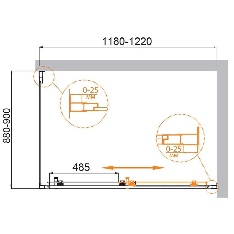 Душевой уголок Cezares Molveno 120x90 MOLVENO-AH-11-120/90-C-BORO-IV