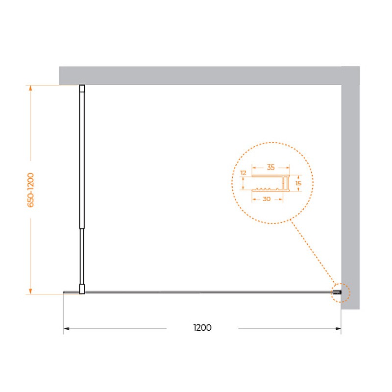 Душевая перегородка BelBagno Kraft 120 KRAFT-L-1-120-C-Cr