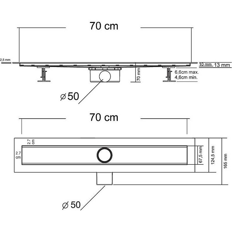 душевой лоток Vincea Optima 70 SAY.601.70.P.PITI