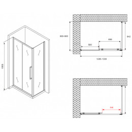 Душевой уголок Abber Schwarzer Diamant 130x90 AG30130BMH-S90BM профиль Черный стекло матовое