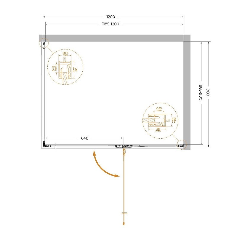 Душевой уголок Cezares Liner 120x90 R LINER-AH-1-120/90-C-GM-R