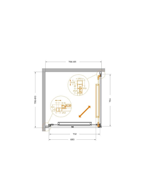 Душевой уголок Cezares Lux 80x80 LUX-A-FS-1-80-C-GM