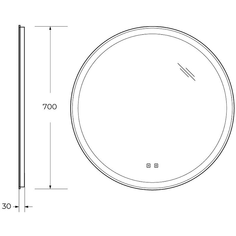 Зеркало BelBagno 70 SPC-RNG-700-LED-TCH-SND с подсветкой