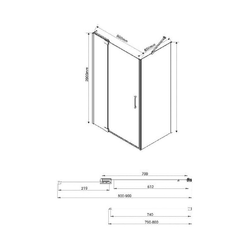 Душевой уголок Vincea Extra 90х80 VSR-1E809080CL