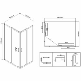 Душевой уголок Vincea City 100х80 VSS-5CT8010MT