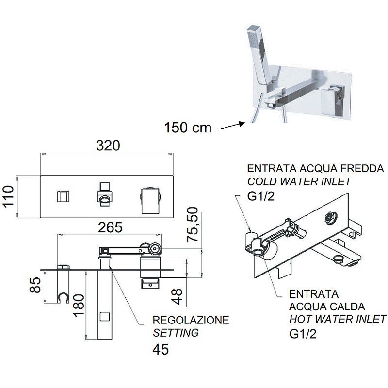 Смеситель для ванны Remer Q-Design QD04