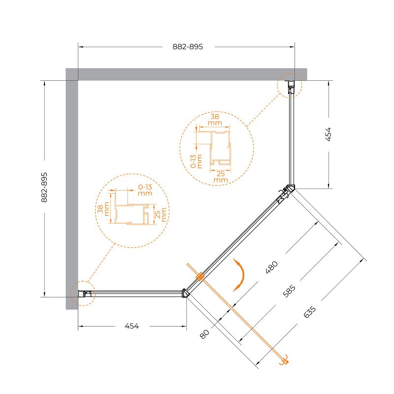 Душевой уголок Cezares Eco 90x90 ECO-O-P-1-90-P-NERO
