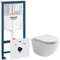 Комплект унитаза Ceramicanova Vogue CN4008T с инсталляцией Grohe Rapid SL 38775001 с сиденьем Микролифт и клавишей смыва Хром
