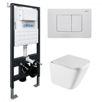 Комплект унитаза с инсталляцией Abber Rechteck AC1219TC-AC0105-AC0120MW цвет Белый с сиденьем Микролифт
