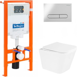 Комплект унитаза с инсталляцией BelBagno Due BB3103CHR/SC/BB002-80/BB005-PR-CHROME