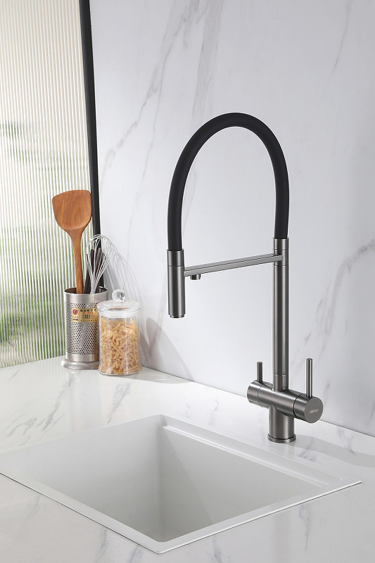 Смеситель для кухни Abber Wasser Kreis AF81141NG Никель Черный матовый
