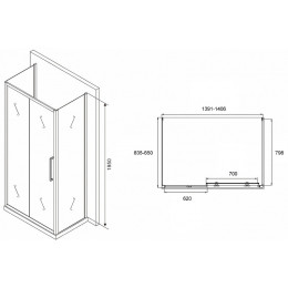 Душевой уголок Abber Schwarzer Diamant 140x85 AG30140H-S85-S85 профиль Хром стекло прозрачное