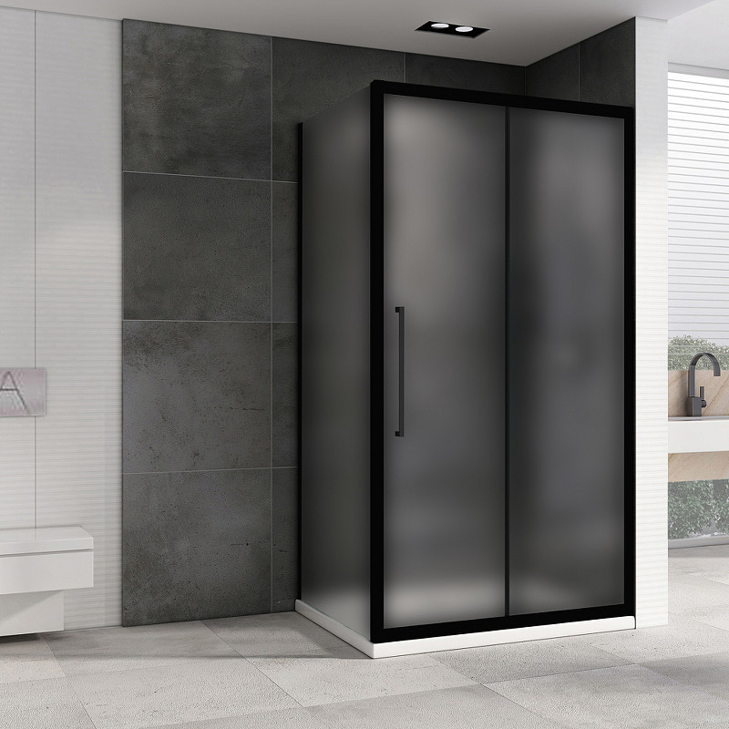 Душевой уголок Abber Schwarzer Diamant 150x80 AG30150BMH-S80BM профиль Черный стекло матовое