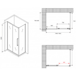 Душевой уголок Abber Schwarzer Diamant 150x80 AG30150BMH-S80BM профиль Черный стекло матовое