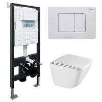 Комплект унитаза с инсталляцией Abber Rechteck AC1220TC-AC0105-AC0120MW цвет Белый с сиденьем Микролифт