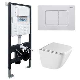 Комплект унитаза с инсталляцией Abber Rechteck AC1220TC-AC0105-AC0120MW цвет Белый с сиденьем Микролифт