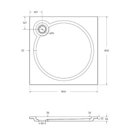 Душевой поддон из искусственного камня Cezares Tray S 90x90 TRAY-S-A-90-56-W