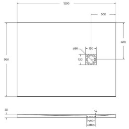 Душевой поддон из искусственного камня BelBagno Uno 120x90 TRAY-MR-UNO-AH-120/90-35-W