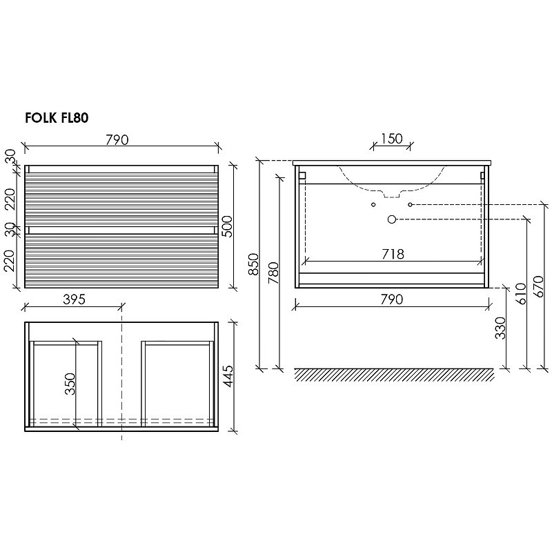 Тумба под раковину Sancos Folk 80 FL80GS подвесная Grey soft