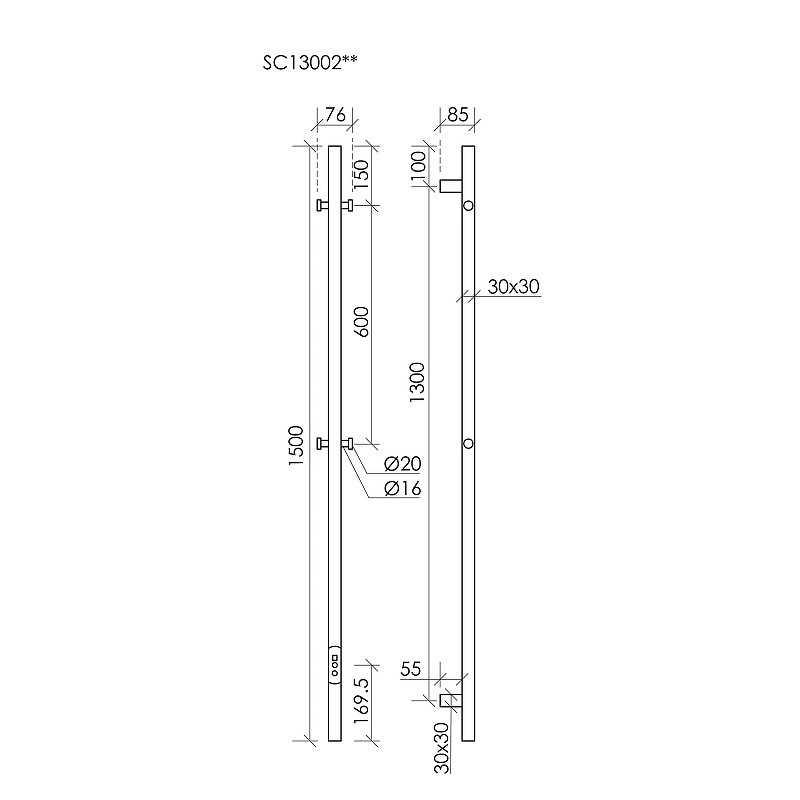 Электрический полотенцесушитель Sancos Linn 150x3 SC13002MB цвет Черный матовый