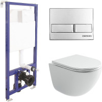 Комплект унитаза Ceramicanova Vogue CN4008T с инсталляцией Berges Novum L3 040213 с сиденьем Микролифт и клавишей смыва Хром