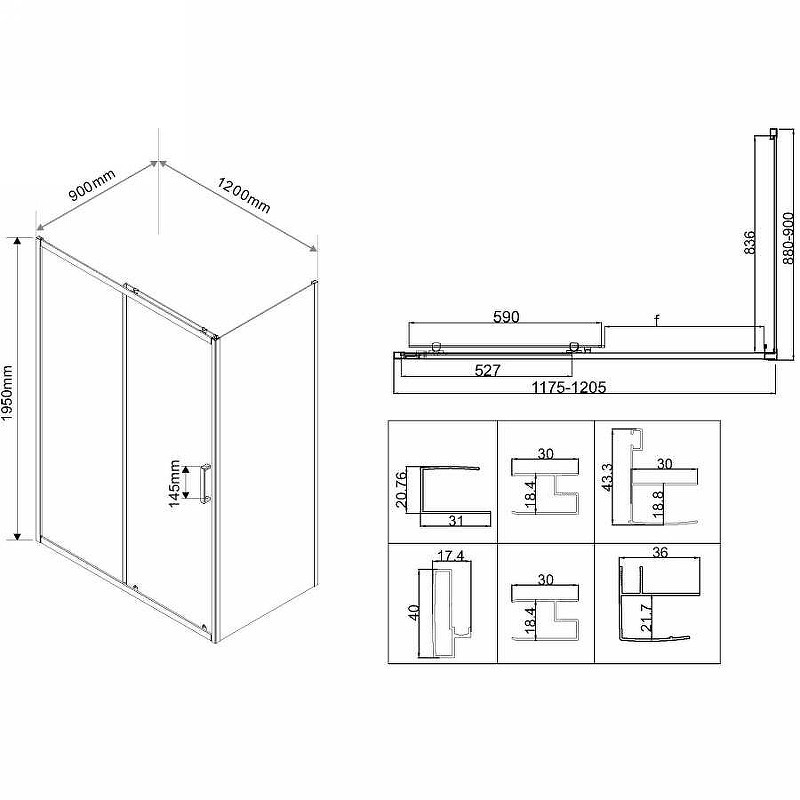 Душевой уголок Vincea City 120х90 VSR-5CT9012MT