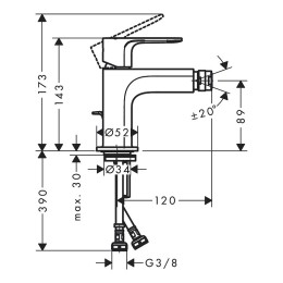Смеситель для биде Hansgrohe Rebris E 72211670 черный матовый