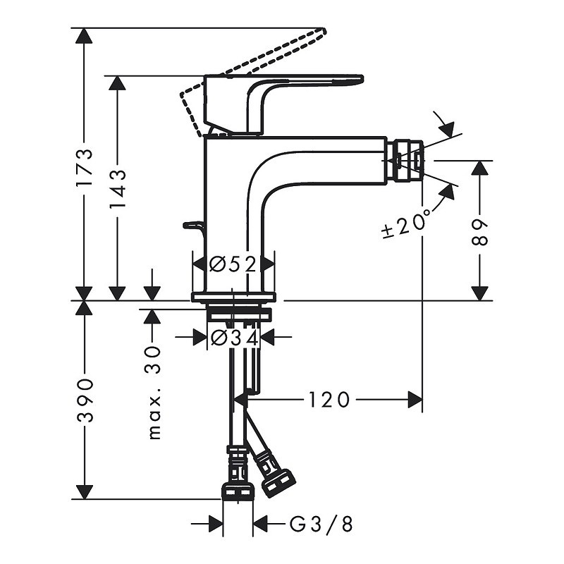 Смеситель для биде Hansgrohe Rebris E 72211670 черный матовый