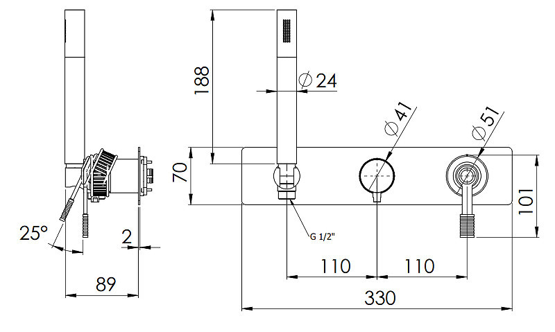 Смеситель для душа Remer Atelier AL97D2WBRP цвет Медь брашированная