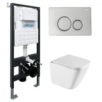Комплект унитаза с инсталляцией Abber Rechteck AC1219TC-AC0105-AC0121 цвет Белый с сиденьем Микролифт