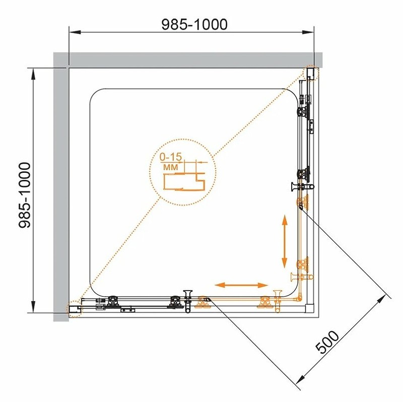 Душевой уголок Cezares Eco 100x100 ECO-O-A-2-100-C-NERO