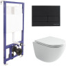 Комплект унитаза Ceramicanova Vogue CN4008T с инсталляцией Berges Novum L5 040215 с сиденьем Микролифт и Черной матовой клавишей смыва