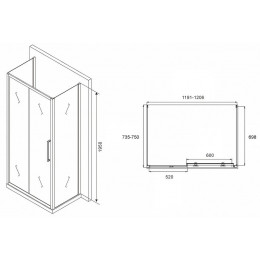 Душевой уголок Abber Schwarzer Diamant 120x75 AG30120MH-S75M-S75M профиль Хром стекло матовое