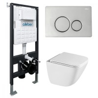 Комплект унитаза с инсталляцией Abber Rechteck AC1220TC-AC0105-AC0121 цвет Белый с сиденьем Микролифт
