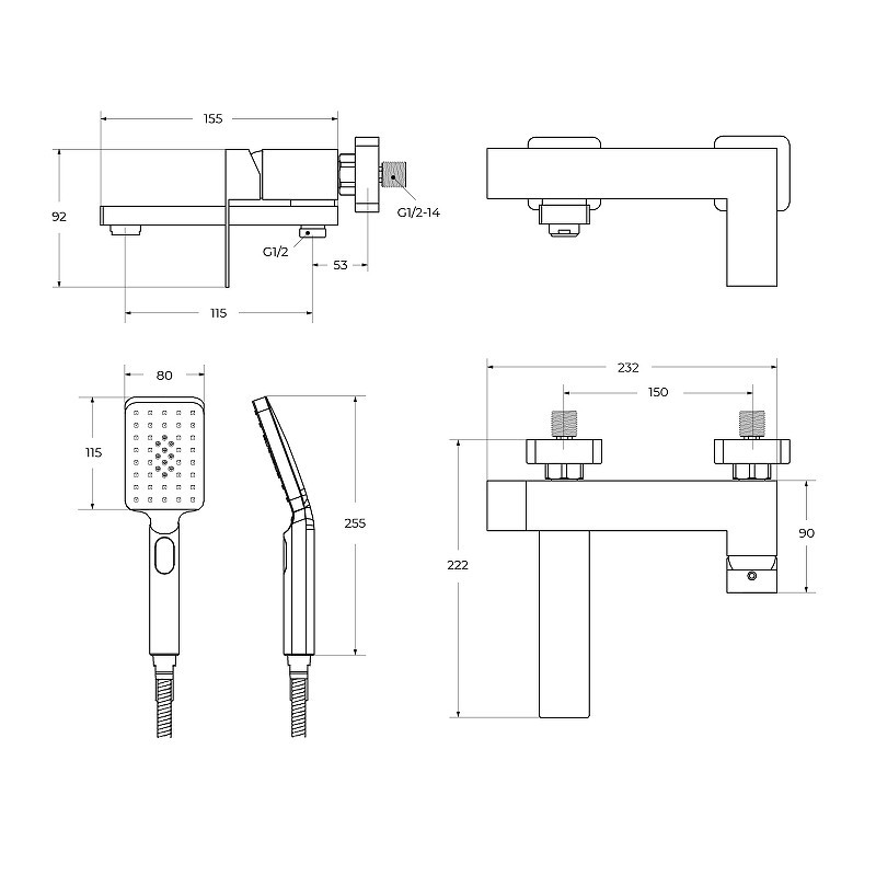 Смеситель для ванны Cezares Slider SLIDER-VD-IN