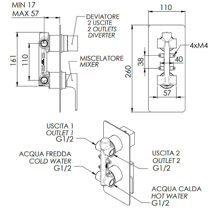 Смеситель для душа Remer Absolute AU92