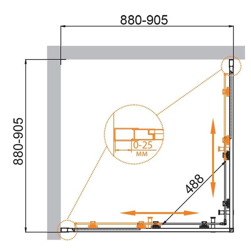 Душевой уголок Cezares Molveno 90x90 MOLVENO-A-2-90-C-BORO-IV