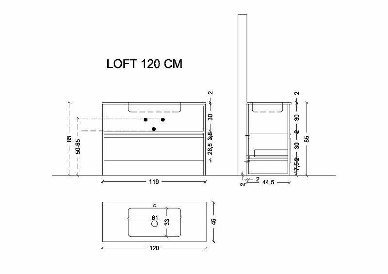 Тумба Boheme Armadi Art Loft 120 894-120-W подвесная