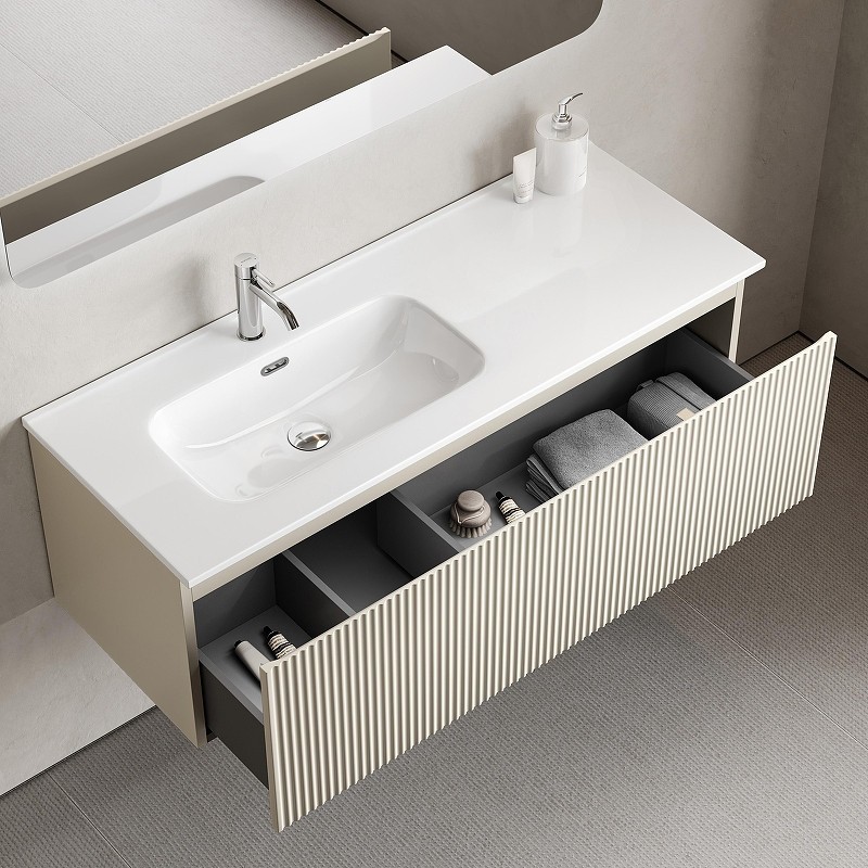 Тумба под раковину Sancos Snob R 1.0 120 L SNR1.0120LCE подвесная цвет Beige Soft